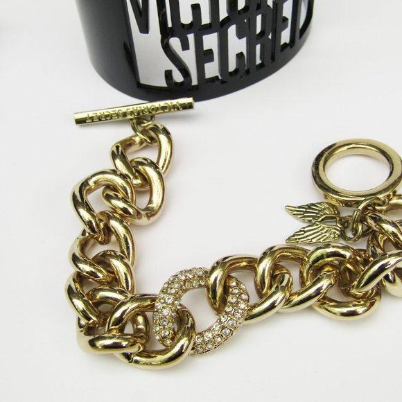 Victoria's Secret Gold Toggle Bracelet and Black Cuff - Picture 2 of 6